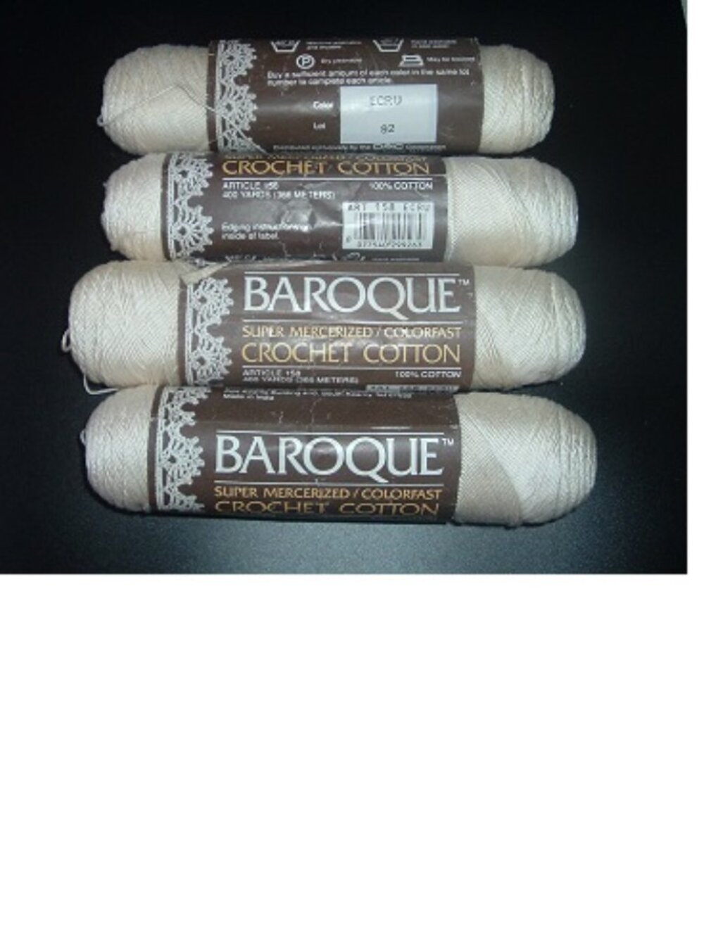4 DMC Baroque 100% Crochet Cotton thread Ecru Super Mercerized Article 158 VTG